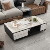 Bàn trà chữ nhật mặt đá MD00011