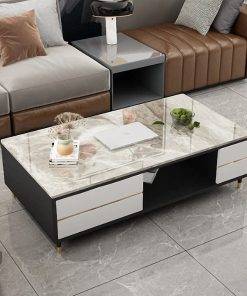 Bàn trà chữ nhật mặt đá MD00011